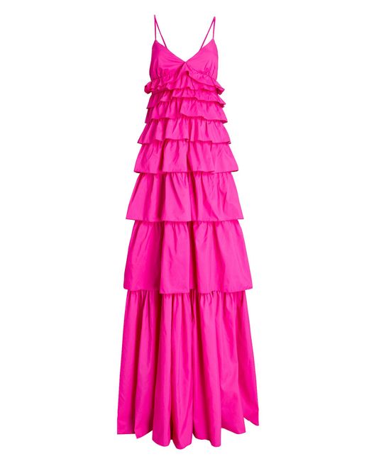 STAUD Rylie Ruffle Tiered Maxi Dress in Pink | Lyst