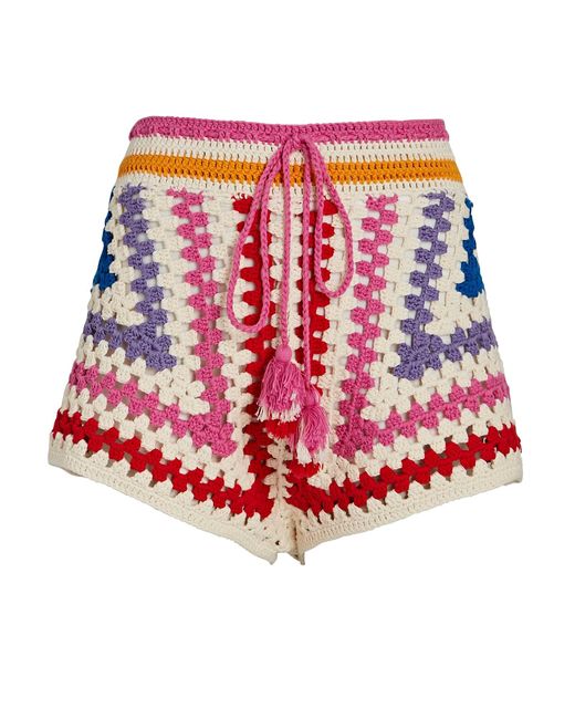 FARM Rio Cotton Crochet Shorts in Red | Lyst