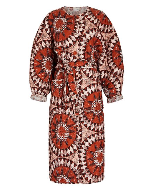 Ulla Johnson Marta Quilted Printed Cotton Coat in Red | Lyst