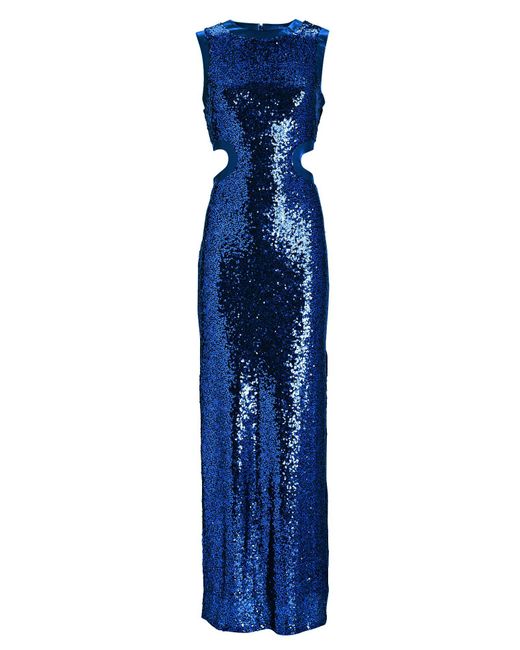 STAUD Dolce Cut-out Sequin Maxi Dress in Blue | Lyst