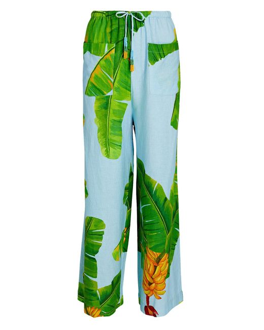 FARM Rio Fresh Bananas Linen-blend Cropped Pants in Green - Lyst