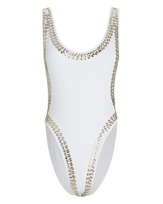 Norma Kamali Synthetic Marissa Studded One-piece Swimsuit in White - Lyst