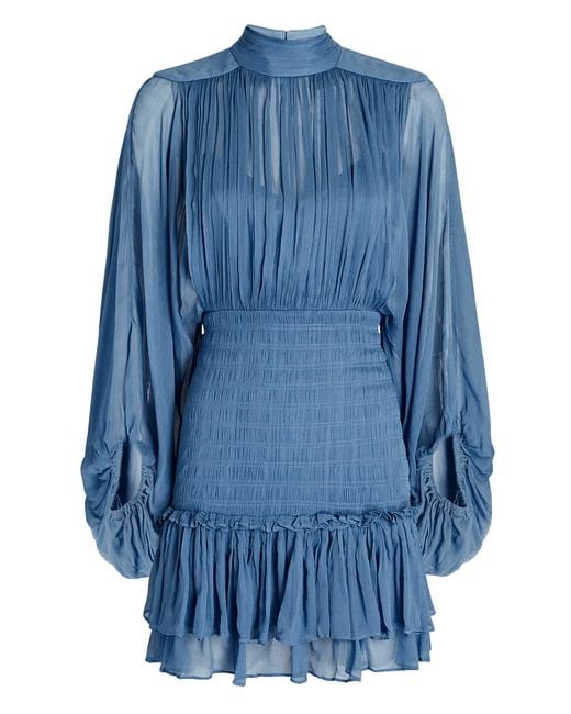 Shona Joy Noemi Ruched Chiffon Mini Dress in Blue Lyst Canada