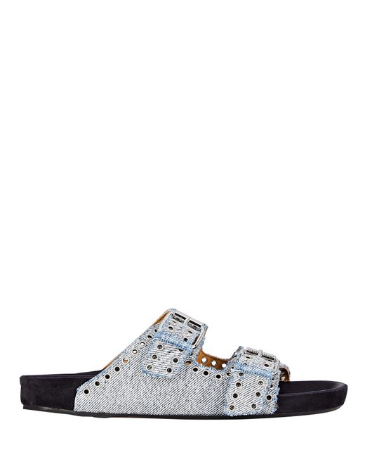 isabel marant lennyo grommet denim slides