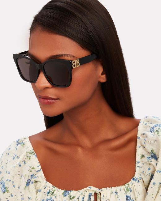 Womens Dynasty Square Sunglasses in Black  Balenciaga GB