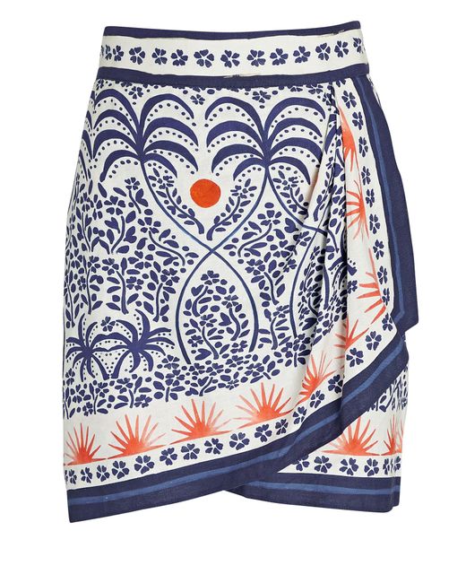 FARM Rio Afternoon Breeze Linen-blend Mini Skirt in Blue | Lyst Canada