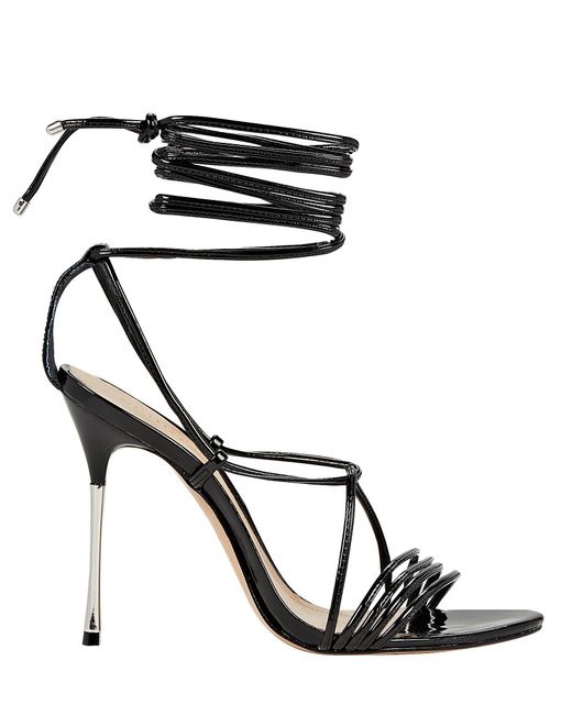 SCHUTZ SHOES Adeline Leather Ankle Wrap Sandals in Black | Lyst