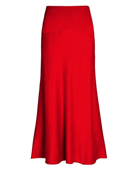 TOVE Clover Silk Midi Skirt in Red | Lyst
