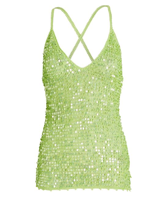 retroféte Denim Molly Sequined Crocheted Top in Greenlt (Green) Lyst