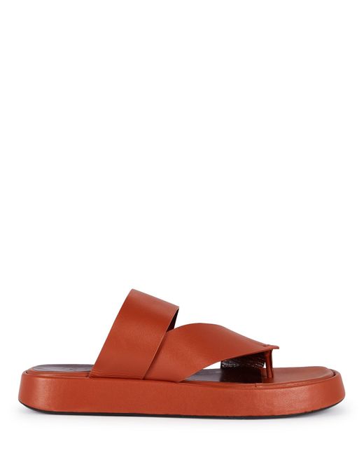 STAUD Fly Flatform Leather Sandals in Brown | Lyst