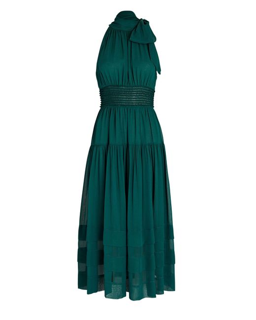 Ulla Johnson Maya Silk Chiffon Midi Dress in Green | Lyst Canada