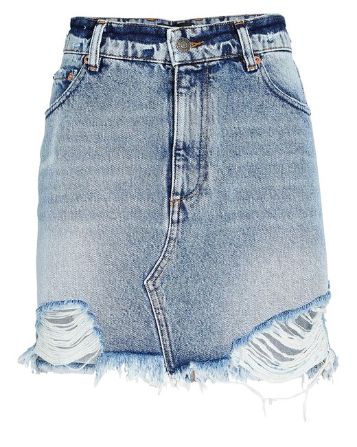 SER.O.YA Alli Distressed Denim Mini Skirt in Blue | Lyst