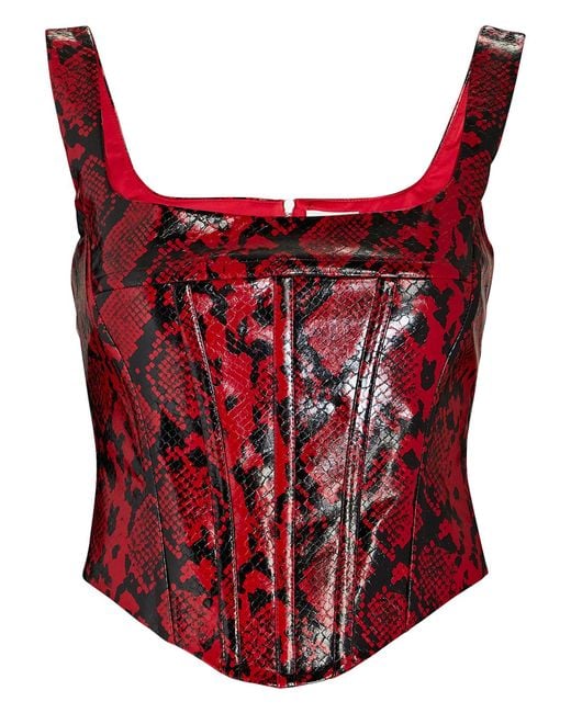 Rozie Corsets Coated Python-print Corset Top in Red