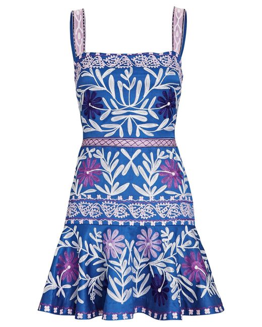 Alexis Venise Floral Embroidered Mini Dress in Blue Lyst