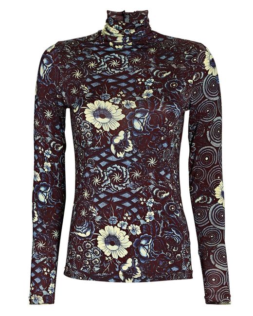 Ulla Johnson Aurelia Floral Mesh Turtleneck Top in Black Lyst