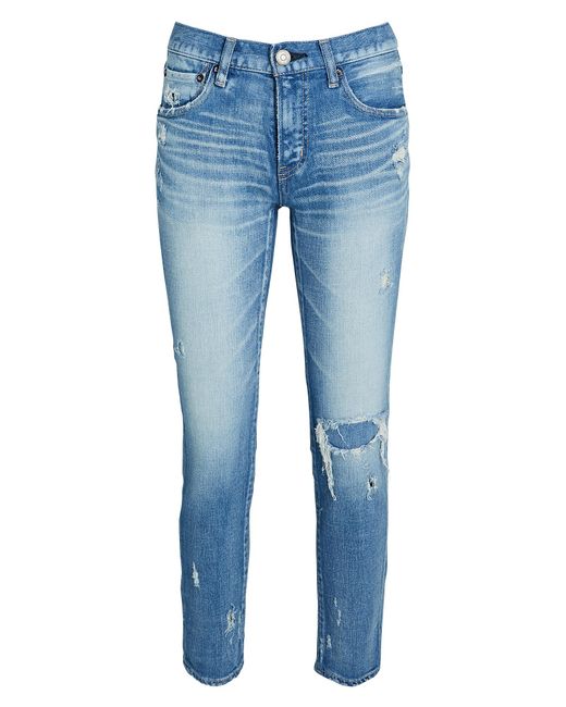 Moussy Denim Hammond Distressed Mid-rise Skinny Jeans in Denim-lt (Blue) |  Lyst