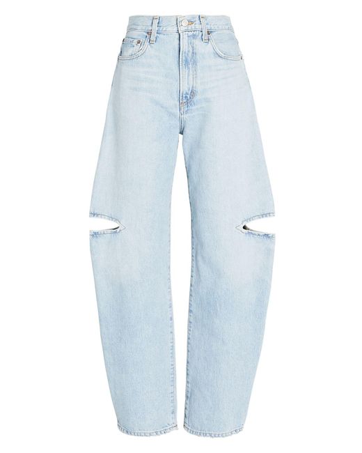 Agolde Sanna Cut-out Organic Curved-leg Jeans in Blue | Lyst