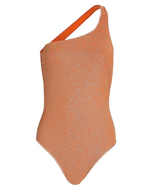 Oséree Shine One-shoulder Lurex Swimsuit in Orange | Lyst