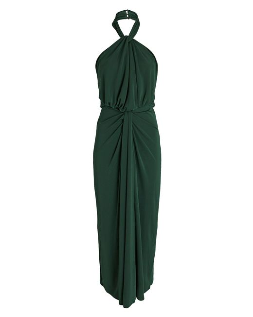Cinq À Sept Kaily Twisted Halter Midi Dress in Green | Lyst