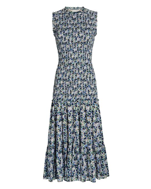 Veronica Beard Verena Smocked Midi Dress in Blue | Lyst Canada