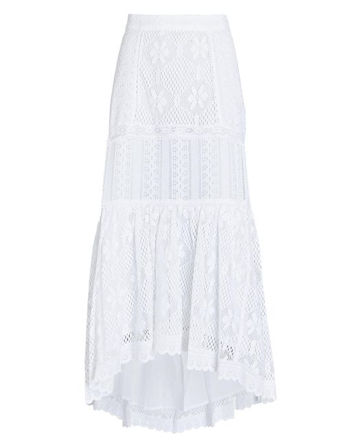 LoveShackFancy Sisto Asymmetric Crocheted Lace Midi Skirt in White | Lyst