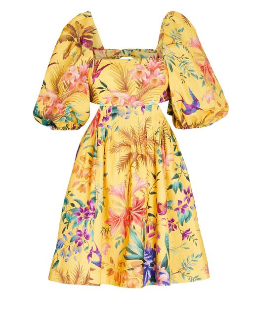 Zimmermann Tropicana Floral Cut-out Mini Dress in Yellow | Lyst Canada