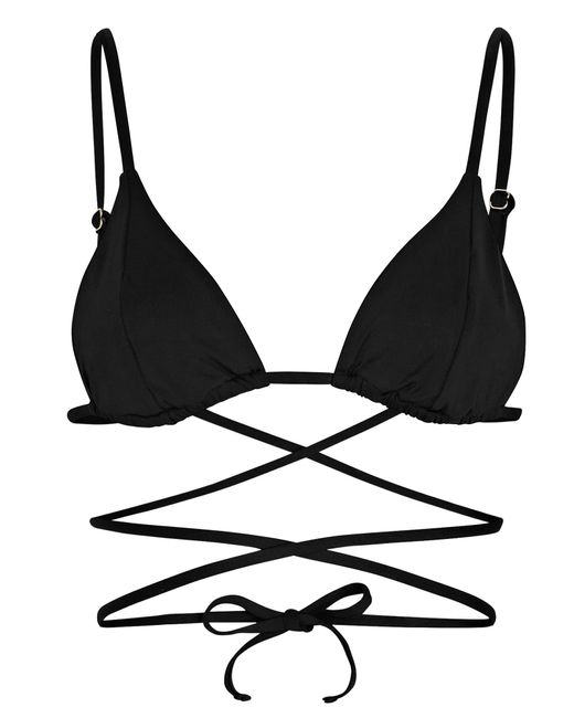 We Wore What Weworewhat Cooper Wrap Tie Bikini Top in Black | Lyst