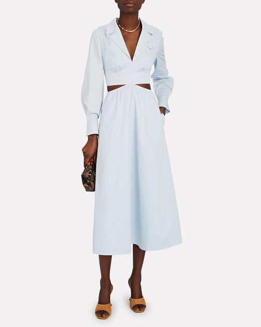 Cotton Poplin Cut-out Midi Shirt Dress 