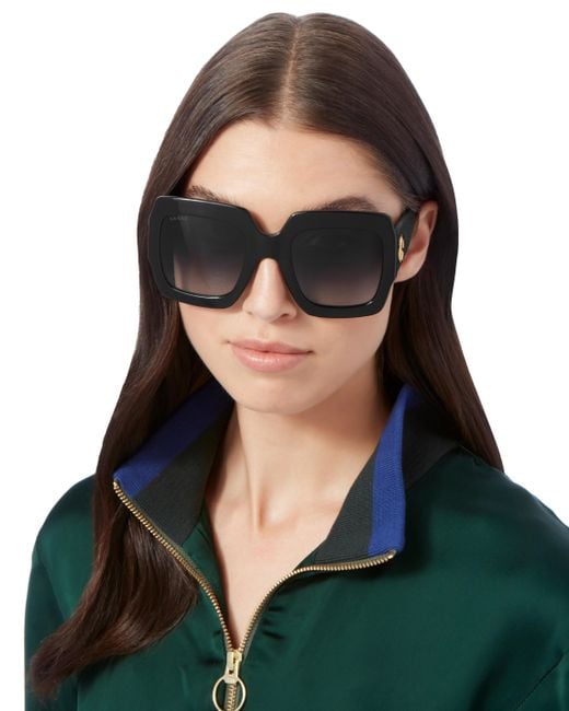 Gucci Oversized Glitter Square Sunglasses in Black | Lyst