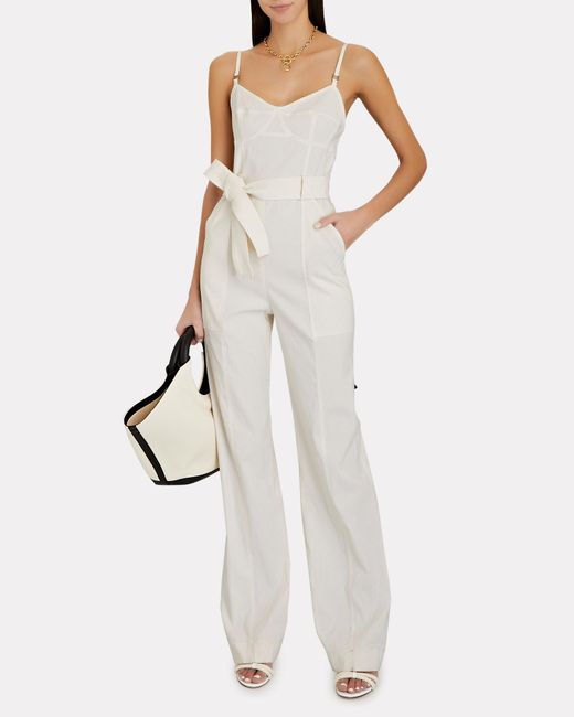 A.L.C. Mila Belted Linen-blend Jumpsuit 