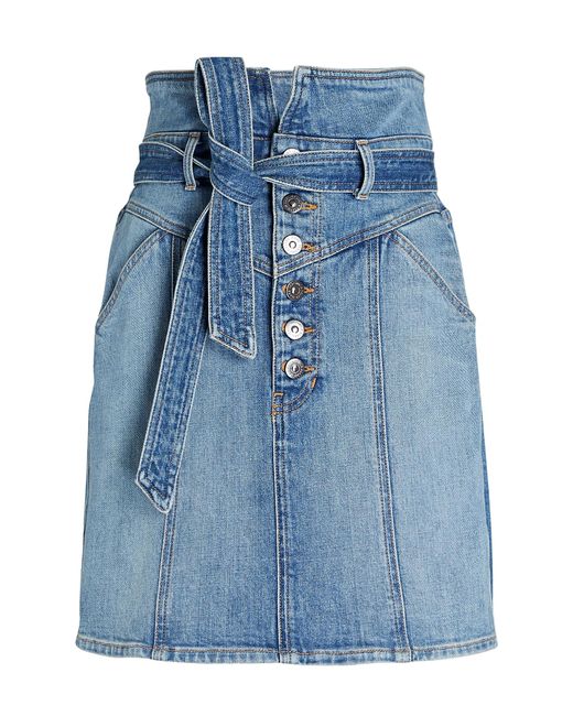 Veronica Beard Aliana Belted Mini Skirt in Denim (Blue) - Lyst