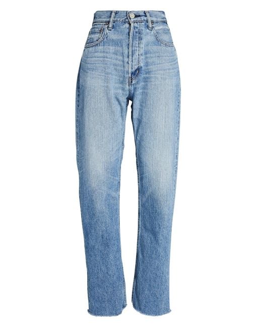 Moussy Olivia High-rise Straight-leg Jeans in Blue | Lyst