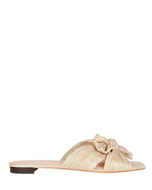 Loeffler Randall Daphne Pleated Knot Slide Sandals in Silver (Metallic) - Lyst