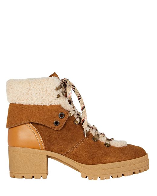 See By Chloé Eileen Shearling-trimmed Ankle Boots in Light Brown (Brown ...