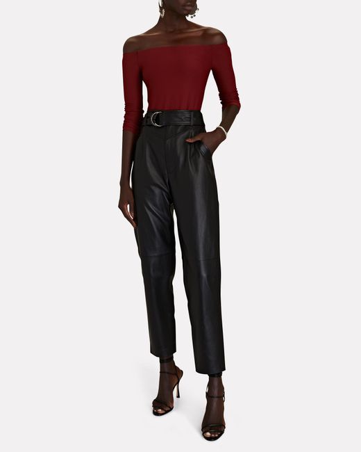 Intermix Gerri Belted Leather Trousers 