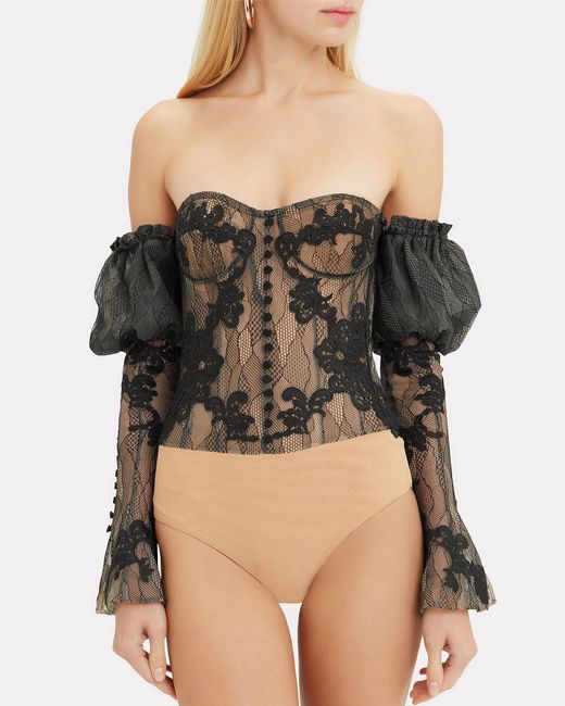 New Look Black Lace Bustier Bodysuit