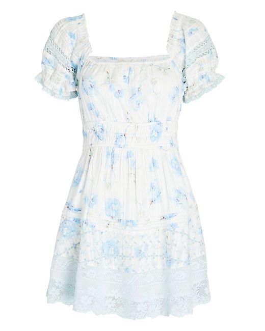 LoveShackFancy Lilium Embroidered Cotton Mini Dress in Blue | Lyst Canada