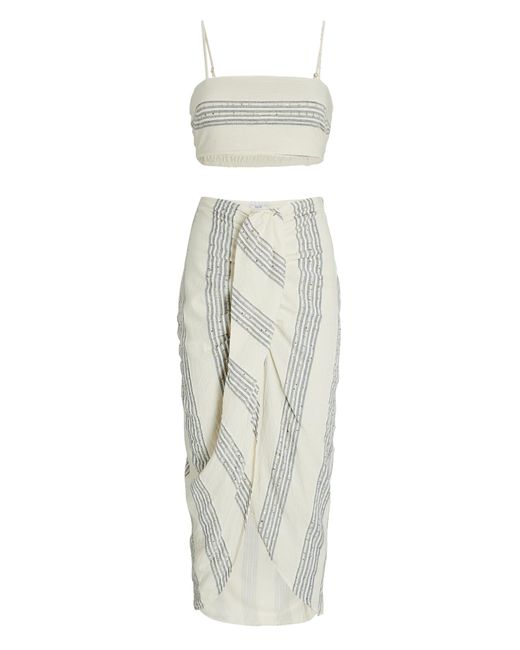 Saylor Nara Woven Sequined Midi Skirt Set in White | Lyst Canada
