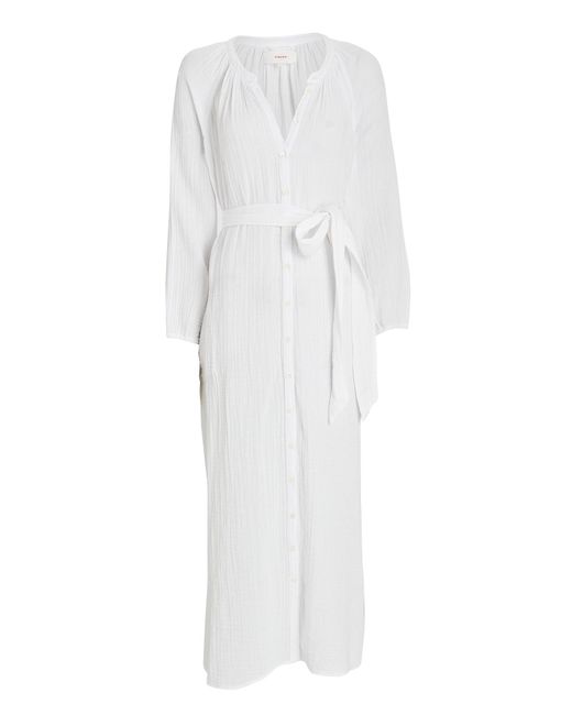 Xirena Cotton Irys Belted Gauze Midi Shirt Dress in White - Lyst