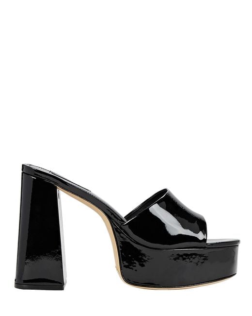 Larroude Dolly Patent Leather Platform Sandals in Black | Lyst