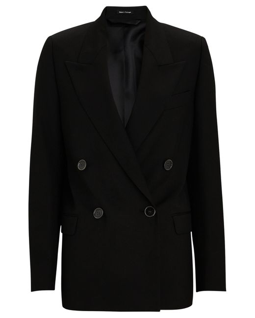 Acne Studios Double-breasted Wool-blend Blazer in Black | Lyst