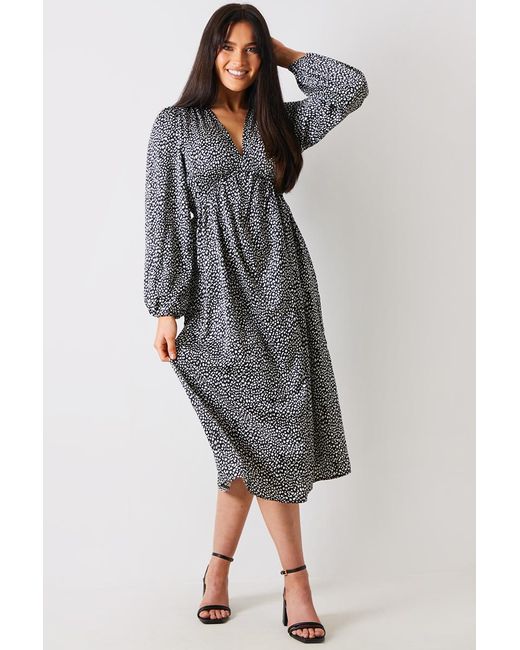 Carys Whittaker Black Animal Print Smock Midi Dress