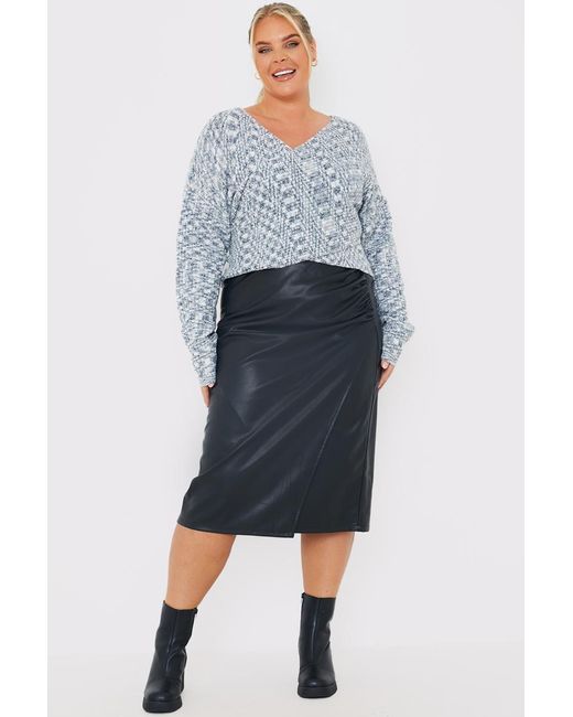 Jess Millichamp Multicolor Leather Look Side Split Midi Skirt