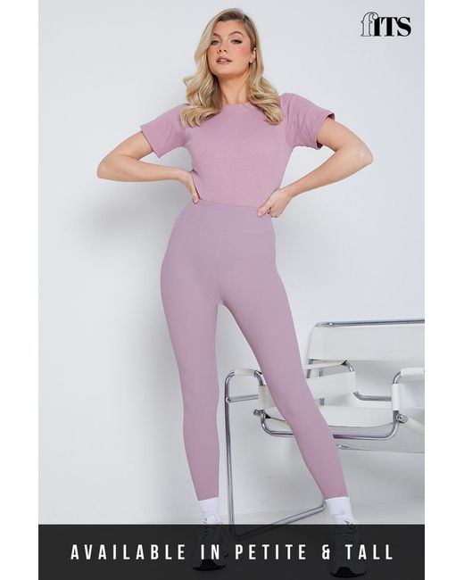 Fits Purple High Waisted Sculpting Ribbed Leggings