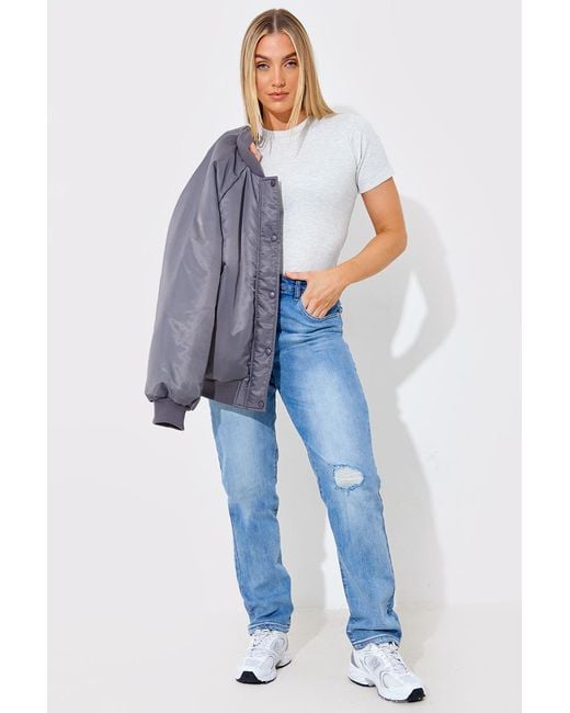 In The Style Blue Distressed Mom Jeans