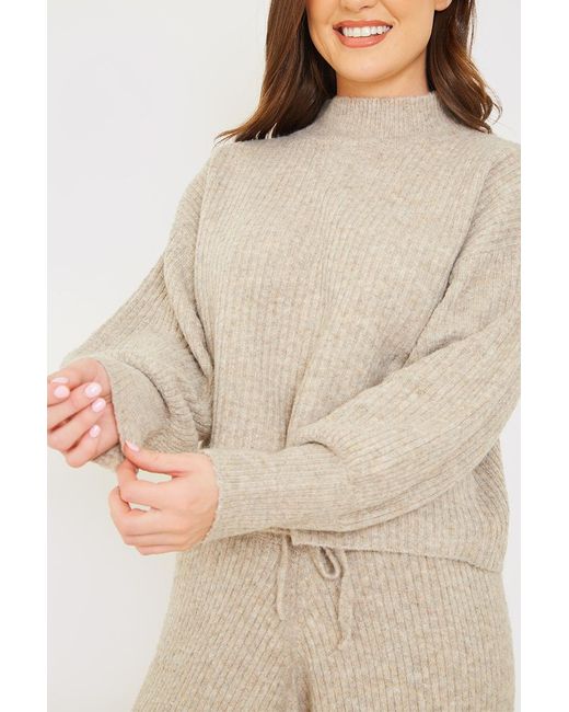 Gemma Louise Miles Green Rib Detail High Neck Co Ord Knitted Jumper