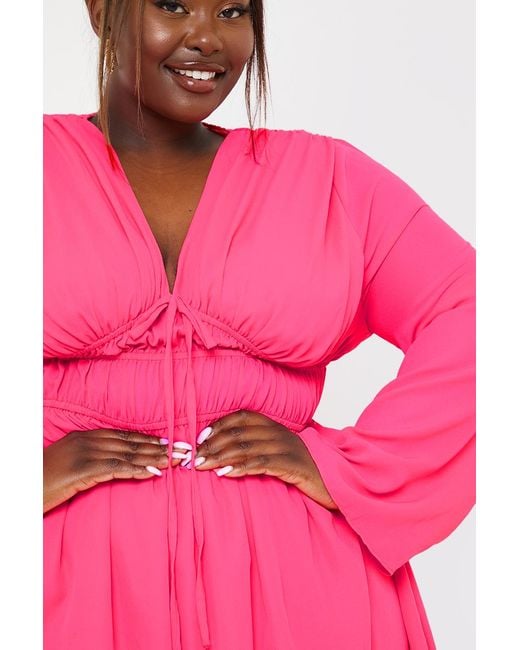 JAC JOSSA Tie Detail Plunge Skater Dress in Pink Lyst UK