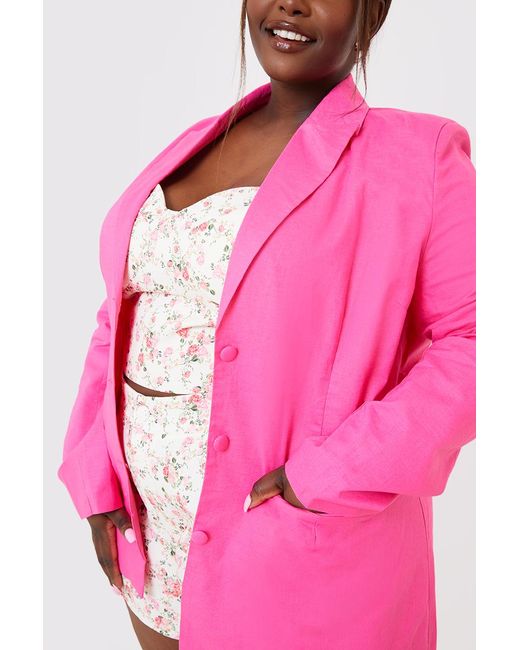 JAC JOSSA Linen Look Blazer in Pink Lyst UK