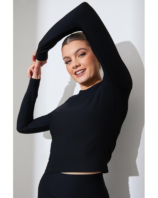 Fits Black Active Sculpt Ribbed Long Sleeve Crop Top