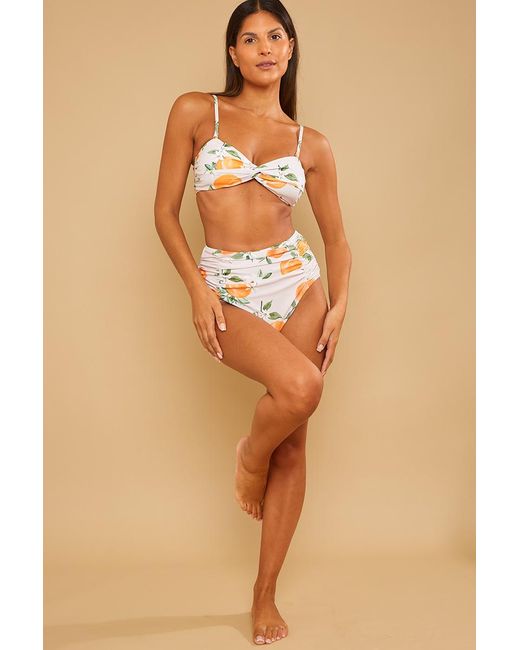 Stacey Solomon Natural Recycled Print Twist Front Bikini Top